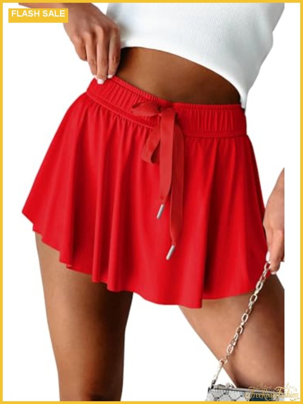 Womens High Waisted Athletic Skort with Inner Shorts Drawstring Tennis Skirt